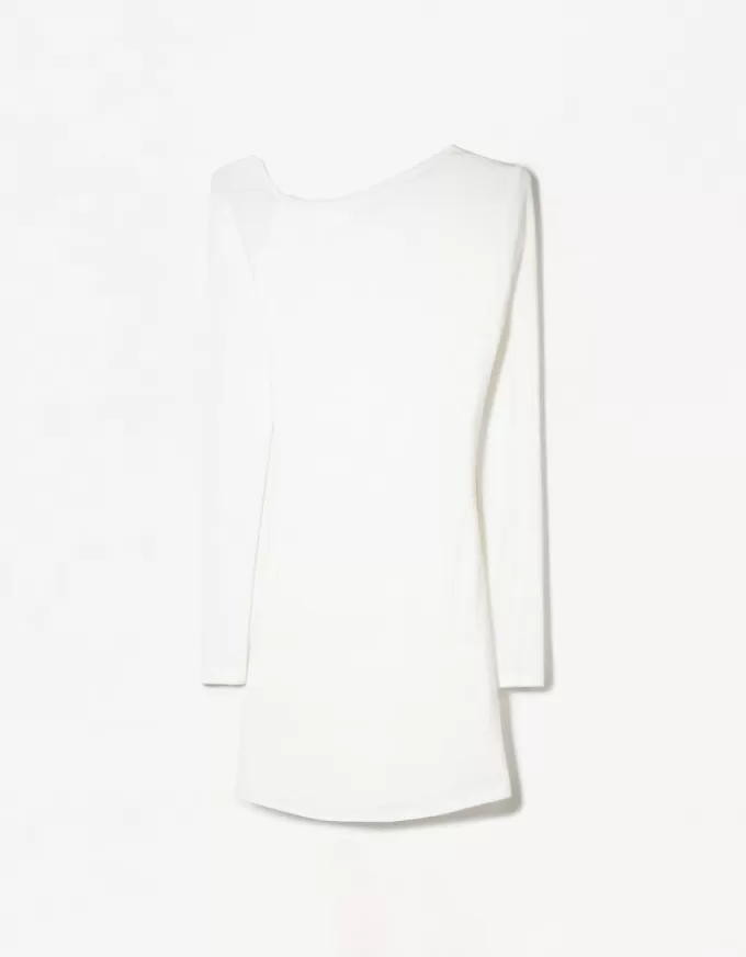 Rochie mini la atingere moale, cu decolteu asimetric Rochie mini la atingere moale, cu decolteu asimetric