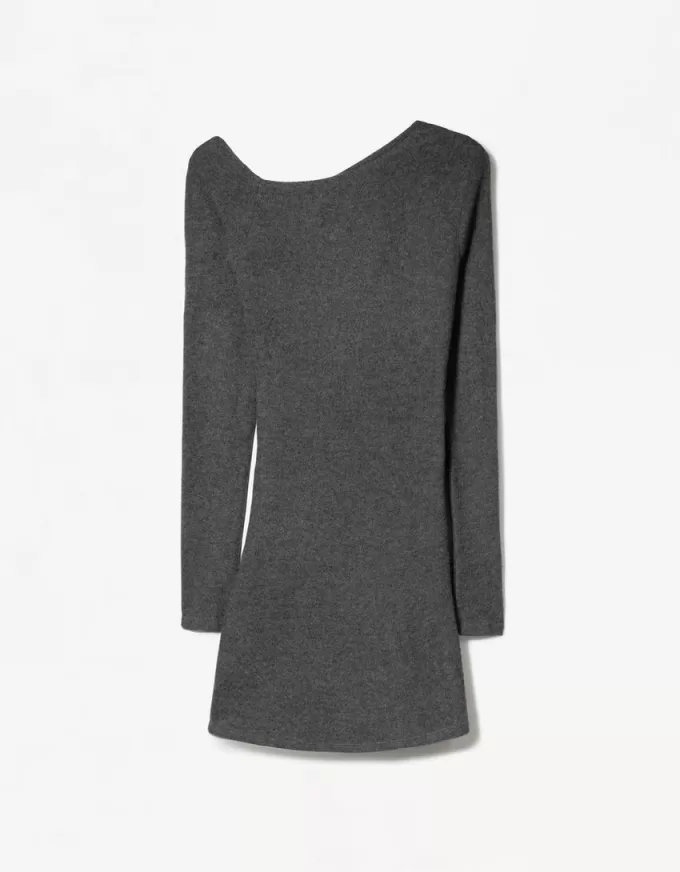 Rochie mini la atingere moale, cu decolteu asimetric Rochie mini la atingere moale, cu decolteu asimetric