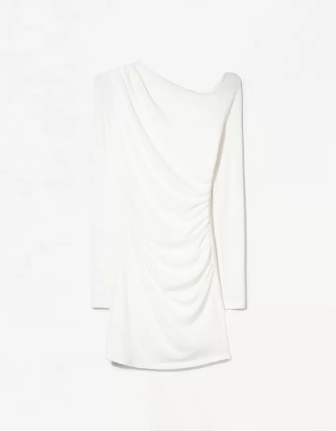 Rochie mini la atingere moale, cu decolteu asimetric Rochie mini la atingere moale, cu decolteu asimetric