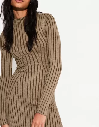 Rochie mini-striata cu maneca lunga
