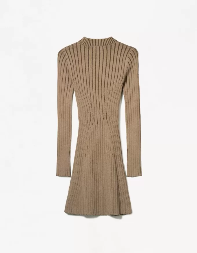 Rochie mini-striata cu maneca lunga Rochie mini-striata cu maneca lunga