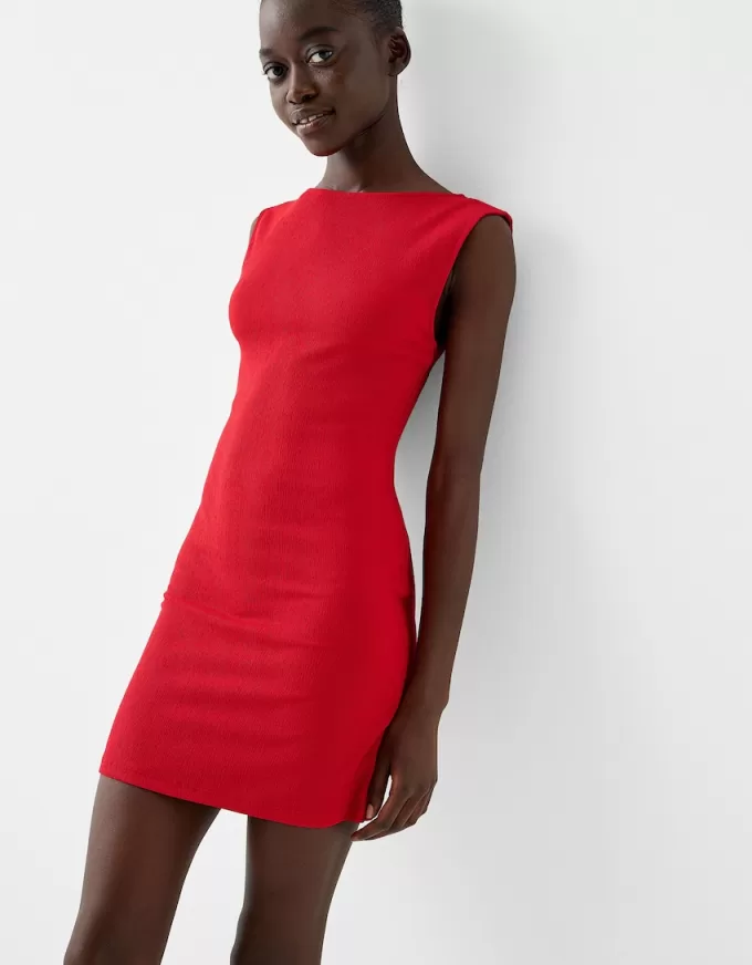 Rochie mini texturată cu spatele deschis