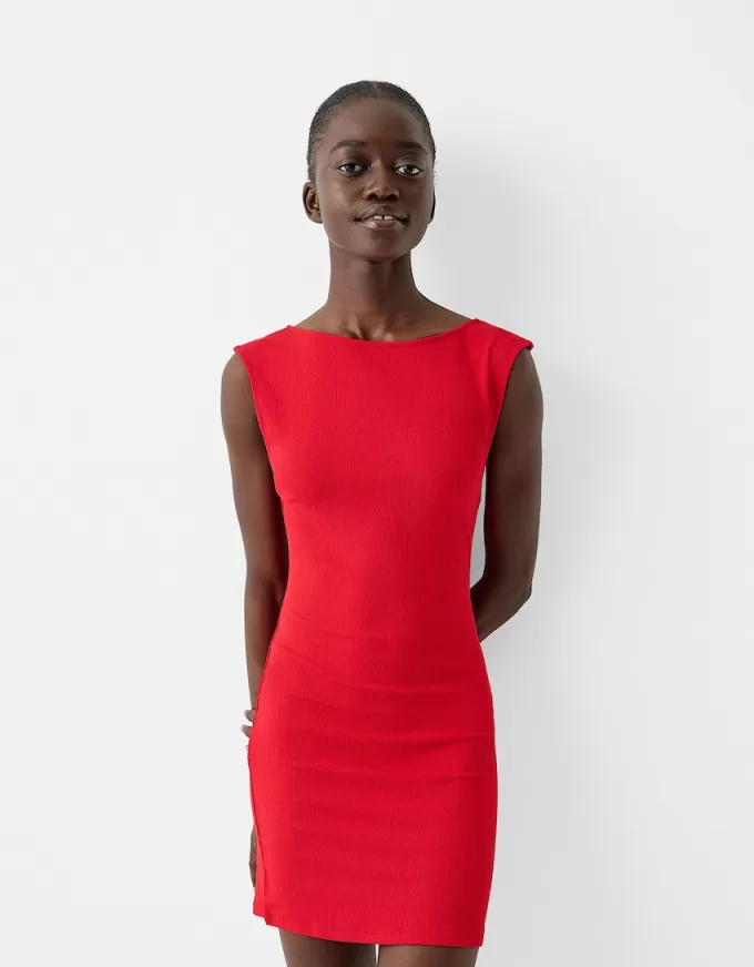 Rochie mini texturată cu spatele deschis