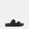 Sandale plate cu catarame din PIELE