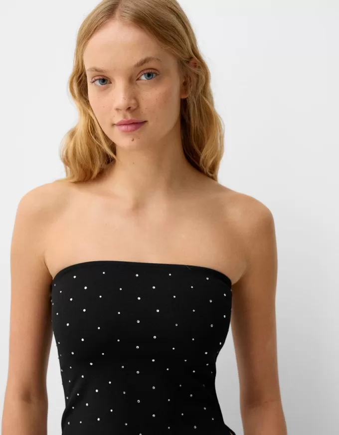 Top bandeau cu bijuterie