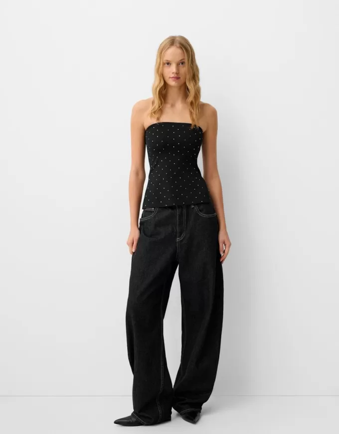 Top bandeau cu bijuterie