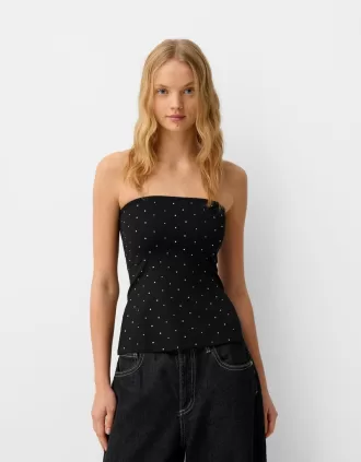 Top bandeau cu bijuterie