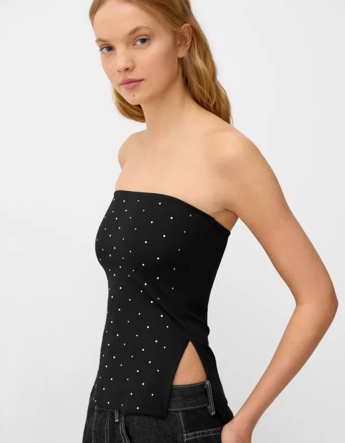 Top bandeau cu bijuterie