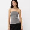 Top bandeau cu fir metalic cu orificii laterale