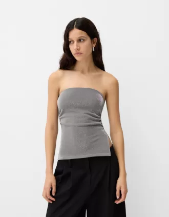 Top bandeau cu fir metalic cu orificii laterale