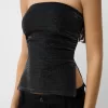 Top bandeau cu fir metalic cu orificii laterale