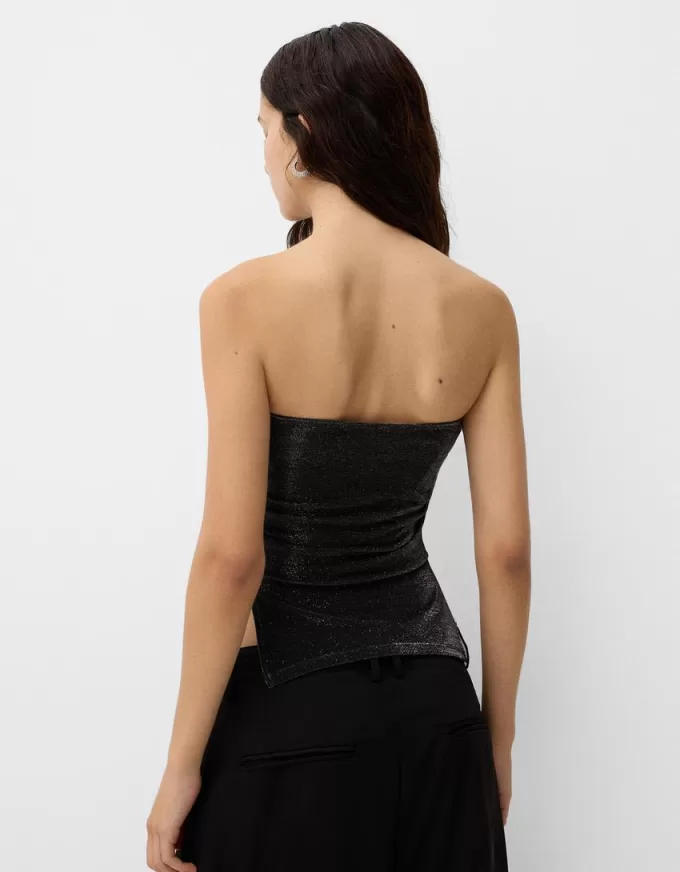 Top bandeau cu fir metalic cu orificii laterale