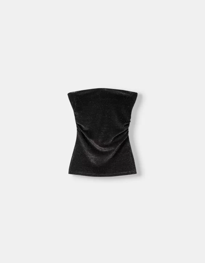 Top bandeau cu fir metalic cu orificii laterale