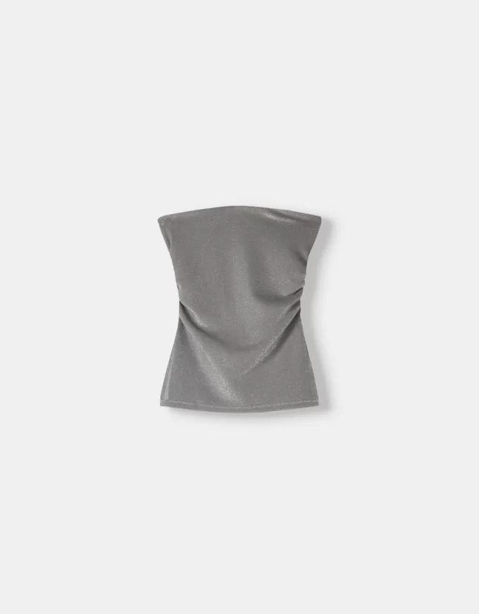 Top bandeau cu fir metalic cu orificii laterale