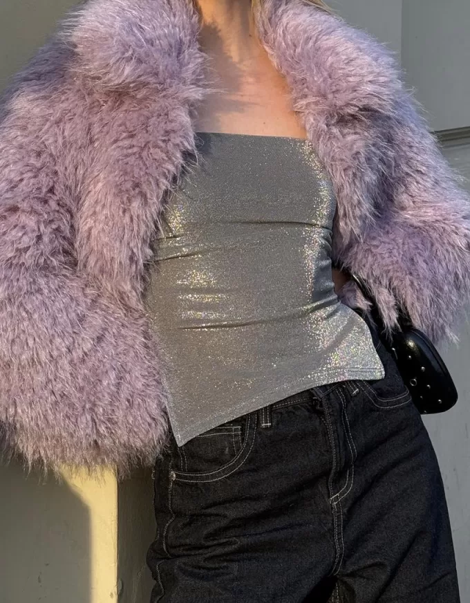Top bandeau cu fir metalic cu orificii laterale