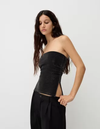 Top bandeau cu fir metalic cu orificii laterale
