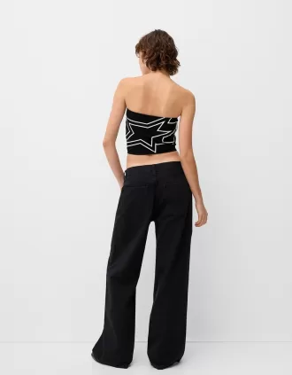 Top bandeau cu șireturi