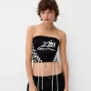 Top bandeau cu șireturi