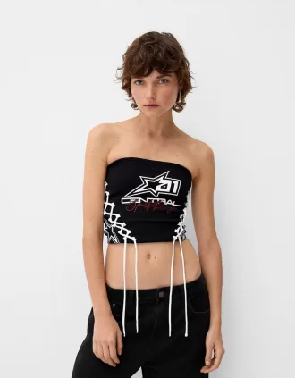 Top bandeau cu șireturi