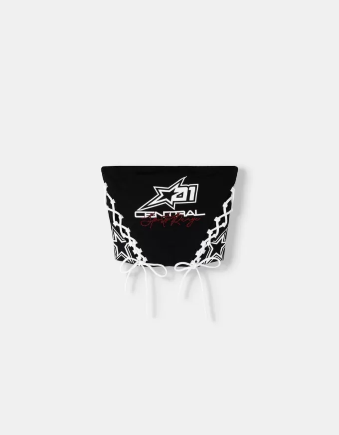 Top bandeau cu șireturi