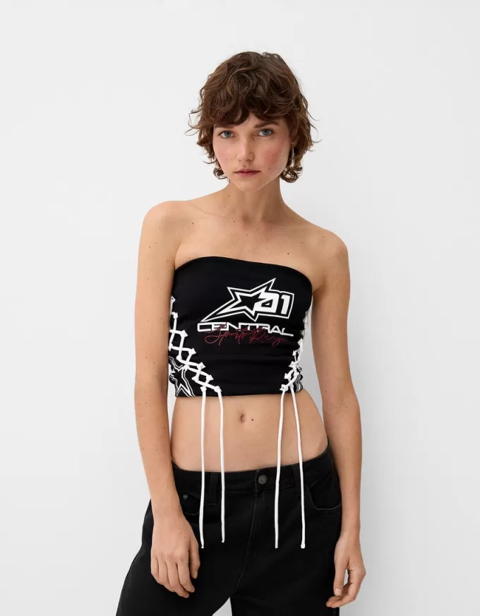 Top bandeau cu șireturi