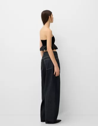 Top bandeau din catifea