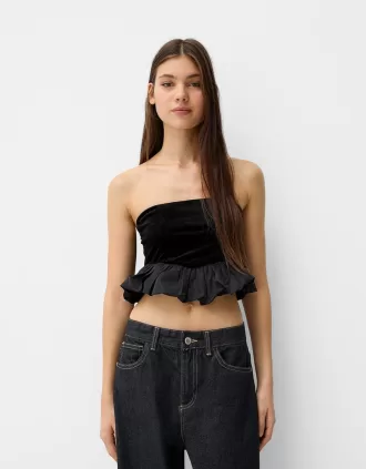 Top bandeau din catifea
