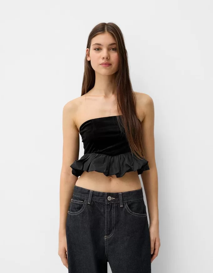 Top bandeau din catifea Top bandeau din catifea