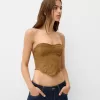 Top bandeau din piele intoarsa artificiala Top bandeau din piele intoarsa artificiala