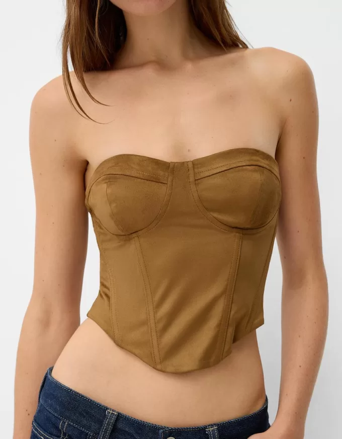 Top bandeau din piele intoarsa artificiala Top bandeau din piele intoarsa artificiala