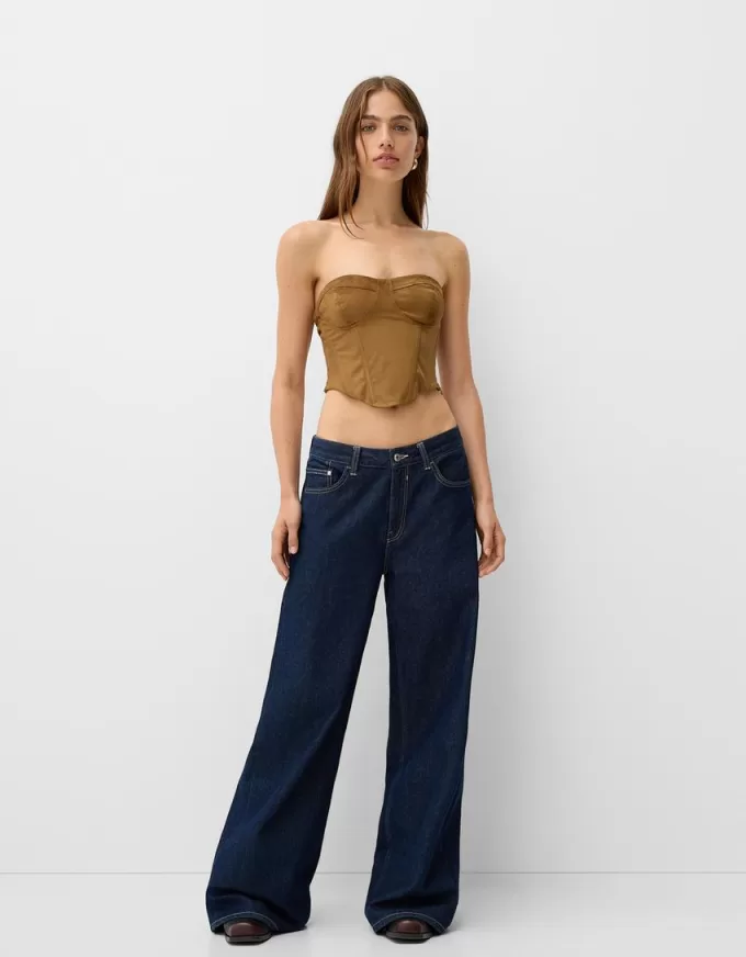 Top bandeau din piele intoarsa artificiala Top bandeau din piele intoarsa artificiala