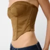 Top bandeau din piele intoarsa artificiala Top bandeau din piele intoarsa artificiala