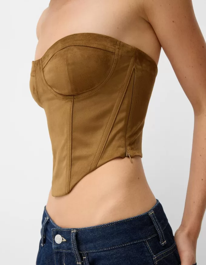 Top bandeau din piele intoarsa artificiala Top bandeau din piele intoarsa artificiala