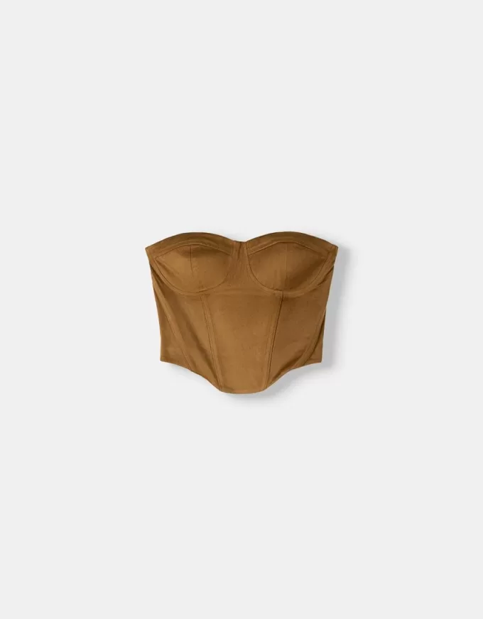 Top bandeau din piele intoarsa artificiala Top bandeau din piele intoarsa artificiala