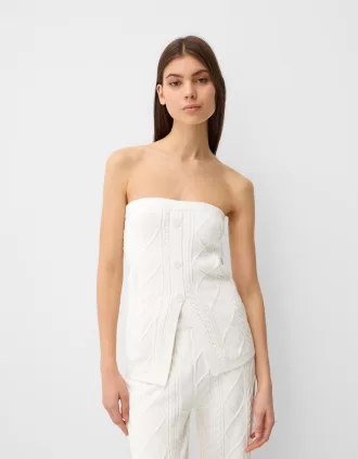 Top bandeau tricot cablu