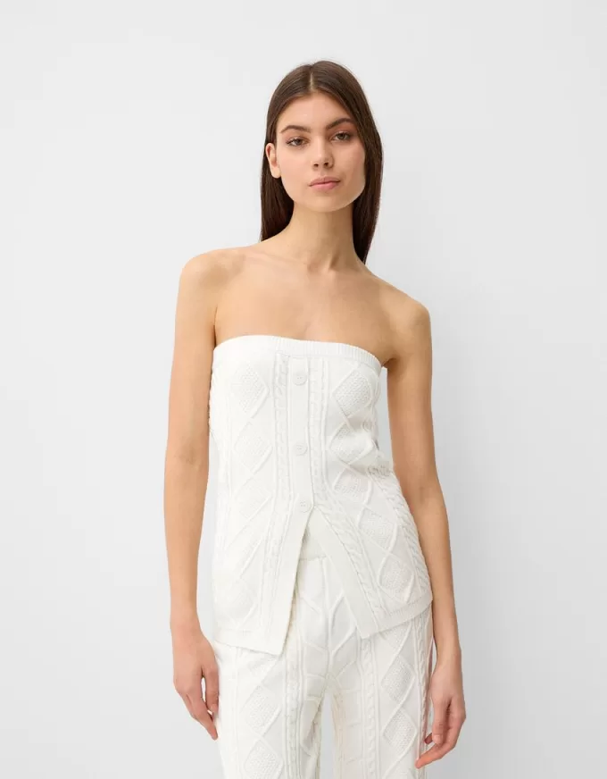Top bandeau tricot cablu Top bandeau tricot cablu
