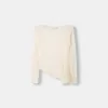 Top blond din dantela cu maneca lunga Top blond din dantela cu maneca lunga