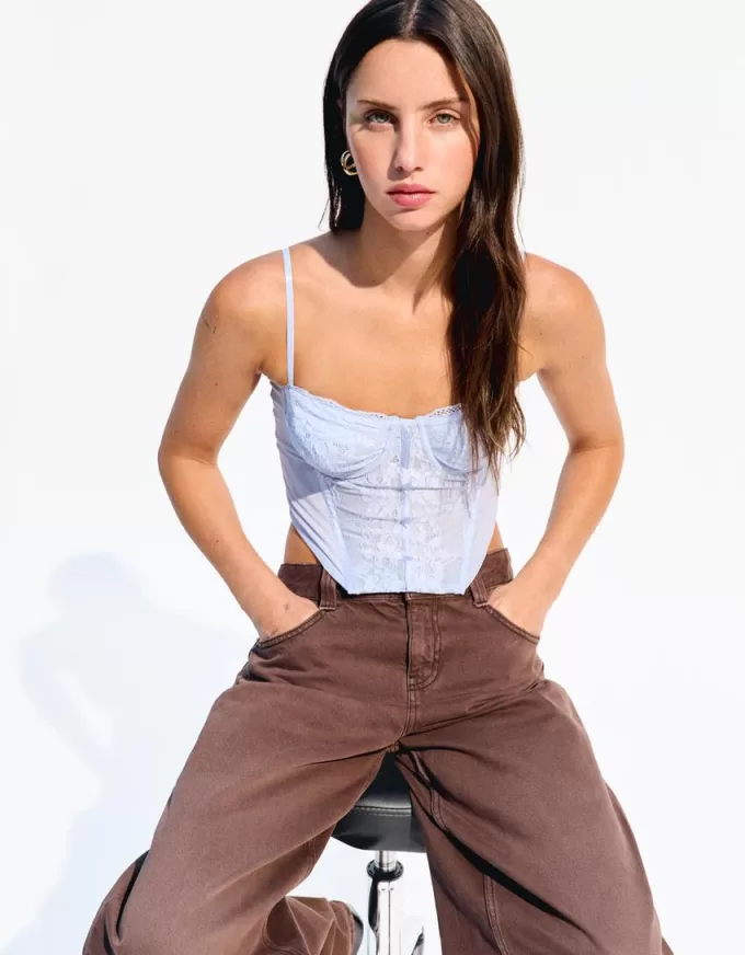 Top corset din dantela SERIA BERSHKA