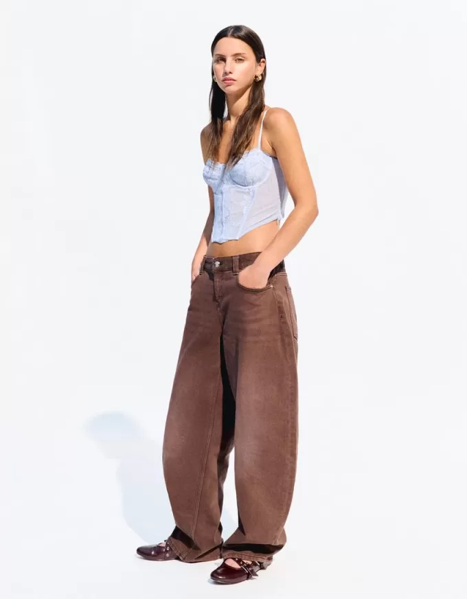 Top corset din dantela SERIA BERSHKA