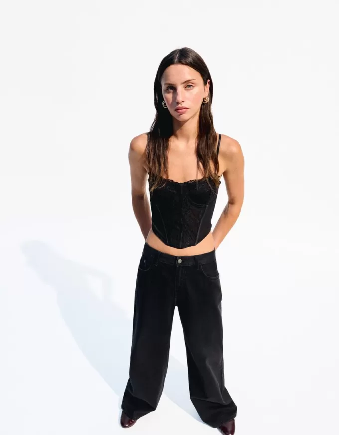 Top corset din dantela SERIA BERSHKA
