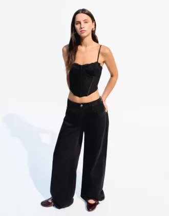 Top corset din dantela SERIA BERSHKA