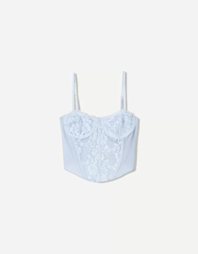 Top corset din dantela SERIA BERSHKA