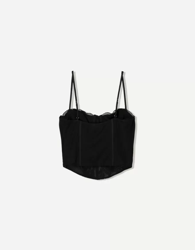 Top corset din dantela SERIA BERSHKA
