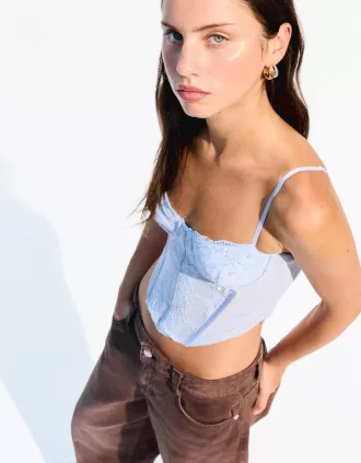 Top corset din dantela SERIA BERSHKA
