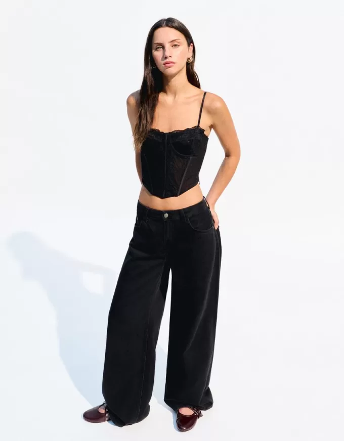 Top corset din dantela SERIA BERSHKA