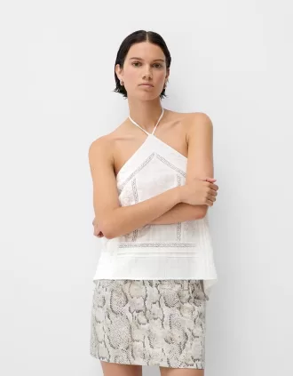 Top cu halter brodat