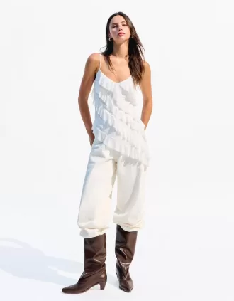 Top cu volane asimetric SERIA BERSHKA