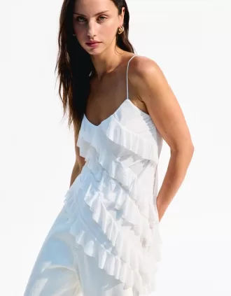 Top cu volane asimetric SERIA BERSHKA