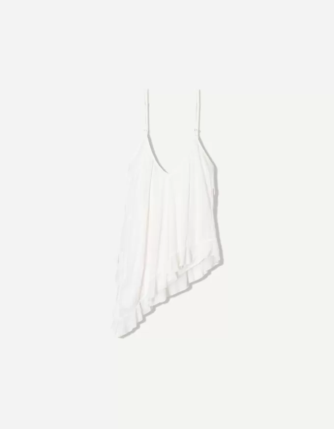 Top cu volane asimetric SERIA BERSHKA
