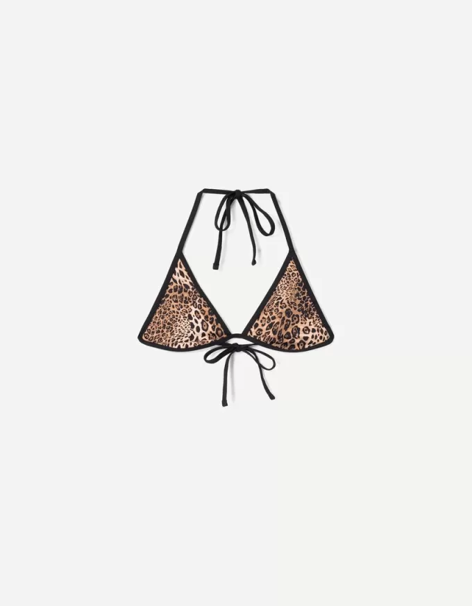 Top de bikini reversibil cu imprimeu animal Top de bikini reversibil cu imprimeu animal